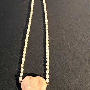 Rose quartz and fresh water pearl necklace